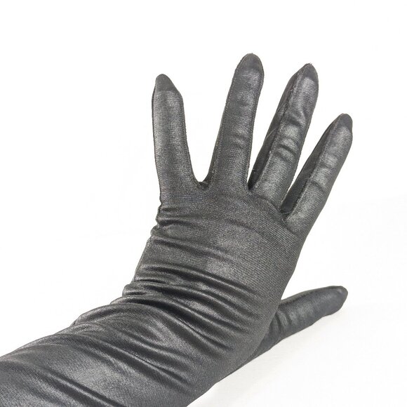 Vintage "NYLONS BY AUSTIN" Canadian black fabric opera gloves size 7.5 - Picture 11 of 11